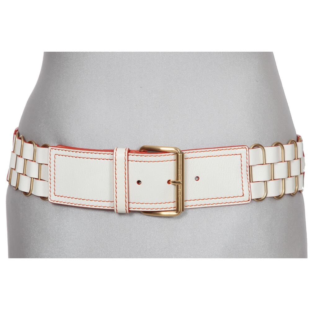 Celine white leather belt